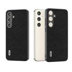 For Samsung Galaxy S24+ 5G ABEEL Cross Texture Genuine Leather Phone Case(Black)