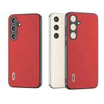For Samsung Galaxy S24+ 5G ABEEL Cross Texture Genuine Leather Phone Case(Red)