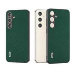 For Samsung Galaxy S24 5G ABEEL Cross Texture Genuine Leather Phone Case(Green)