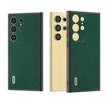 For Samsung Galaxy S24 Ultra 5G ABEEL Cross Texture Genuine Leather Phone Case(Green)
