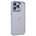 For iPhone 15 Pro Max Invisible Lens Holder PC + TPU Frosted Phone Case(Blue)