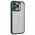 For iPhone 15 Pro Invisible Lens Holder PC + TPU Frosted Phone Case(Green)