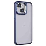 For iPhone 15 Plus Invisible Lens Holder PC + TPU Frosted Phone Case(Dark Blue)