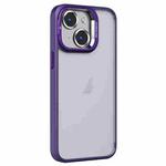 For iPhone 15 Plus Invisible Lens Holder PC + TPU Frosted Phone Case(Purple)