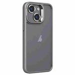 For iPhone 15 Invisible Lens Holder PC + TPU Frosted Phone Case(Gray)