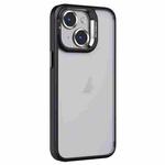 For iPhone 15 Invisible Lens Holder PC + TPU Frosted Phone Case(Black)