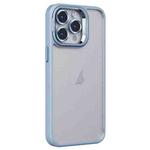 For iPhone 14 Pro Invisible Lens Holder PC + TPU Frosted Phone Case(Blue)