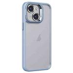 For iPhone 14 Invisible Lens Holder PC + TPU Frosted Phone Case(Blue)