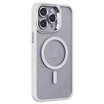 For iPhone 15 Pro Max Invisible Lens Holder PC + TPU Frosted MagSafe Phone Case(White)