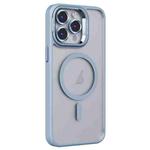 For iPhone 15 Pro Max Invisible Lens Holder PC + TPU Frosted MagSafe Phone Case(Blue)