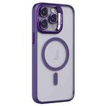 For iPhone 15 Pro Max Invisible Lens Holder PC + TPU Frosted MagSafe Phone Case(Purple)