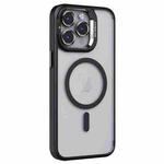 For iPhone 15 Pro Max Invisible Lens Holder PC + TPU Frosted MagSafe Phone Case(Black)