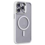 For iPhone 15 Pro Invisible Lens Holder PC + TPU Frosted MagSafe Phone Case(White)