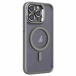 For iPhone 15 Pro Invisible Lens Holder PC + TPU Frosted MagSafe Phone Case(Gray)