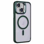 For iPhone 15 Plus Invisible Lens Holder PC + TPU Frosted MagSafe Phone Case(Green)