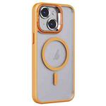 For iPhone 15 Invisible Lens Holder PC + TPU Frosted MagSafe Phone Case(Orange)