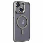 For iPhone 14 Plus Invisible Lens Holder PC + TPU Frosted MagSafe Phone Case(Gray)