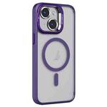 For iPhone 14 Invisible Lens Holder PC + TPU Frosted MagSafe Phone Case(Purple)