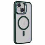 For iPhone 13 Invisible Lens Holder PC + TPU Frosted MagSafe Phone Case(Green)