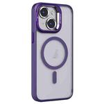 For iPhone 13 Invisible Lens Holder PC + TPU Frosted MagSafe Phone Case(Purple)