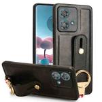 For Motorola Edge 40 Neo 5G Wristband Leather Back Phone Case(Black)