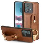 For Motorola Edge 40 Neo 5G Wristband Leather Back Phone Case(Brown)