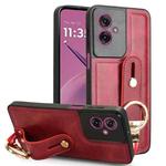 For Motorola Moto G55 5G Wristband Leather Back Phone Case(Red)