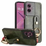 For Motorola Moto G55 5G Wristband Leather Back Phone Case(Green)