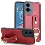 For Motorola Moto G45 5G Wristband Leather Back Phone Case(Red)