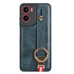 For Motorola Moto G05 / E15 4G Wristband Leather Back Phone Case(Blue)