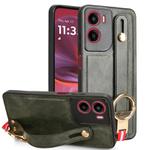 For Motorola Moto G05 / E15 4G Wristband Leather Back Phone Case(Green)