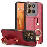 For Motorola Moto G15 / G15 Power 4G Wristband Leather Back Phone Case(Red)