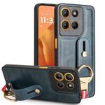 For Motorola Moto G15 / G15 Power 4G Wristband Leather Back Phone Case(Blue)