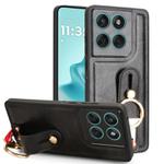For Motorola Edge 60 Fusion Wristband Leather Back Phone Case(Black)