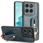 For Motorola Edge 60 Fusion Wristband Leather Back Phone Case(Blue)