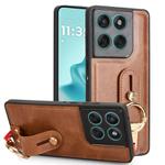 For Motorola Edge 60 Fusion Wristband Leather Back Phone Case(Brown)