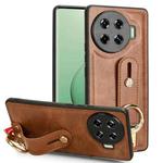 For Tecno Spark 20 Pro+ 5G Wristband Leather Back Phone Case(Brown)