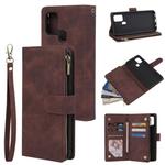 For Samsung Galaxy A21s Multifunctional Horizontal Flip Leather Case, with Card Slot & Holder & Zipper Wallet & Photo Frame(Coffee)
