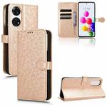 For ZTE Anshin Family A303ZT JP Version Honeycomb Dot Texture Leather Phone Case(Gold)