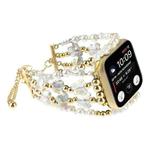 For Apple Watch SE 2022 44mm Butterfly Chain Bracelet Metal Watch Band(Transparent Gold)