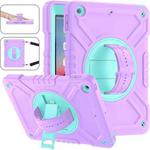 For iPad Air / Air 2 / 9.7 2018 / 2017 X Rotation PC Hybrid Silicone Tablet Case with Strap(Purple Cyan)