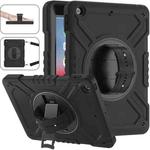 For iPad Air / Air 2 / 9.7 2018 / 2017 X Rotation PC Hybrid Silicone Tablet Case with Strap(Full Black)