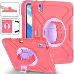 For iPad Air 11 2024 X Rotation PC Hybrid Silicone Tablet Case with Strap(Red Purple)