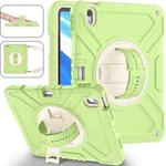 For iPad Air 11 2024 X Rotation PC Hybrid Silicone Tablet Case with Strap(Yellow Green White)