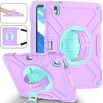 For iPad Air 11 2024 X Rotation PC Hybrid Silicone Tablet Case with Strap(Purple Cyan)