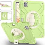 For iPad Pro 11 2024 X Rotation PC Hybrid Silicone Tablet Case with Strap(Yellow Green White)