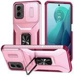 For Motorola Moto G 5G 2024 Sliding Camshield Holder Phone Case(Pink + Rose Red)