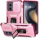 For Motorola Edge 5G 2024 Sliding Camshield Holder Phone Case(Pink + Rose Red)