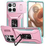For Motorola Edge 5G 2025 Sliding Camshield Holder Phone Case(Grey Green + Pink)