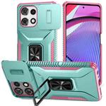 For Motorola Moto G Power / G Play 2025 Sliding Camshield Holder Phone Case(Pink + Grey Green)
